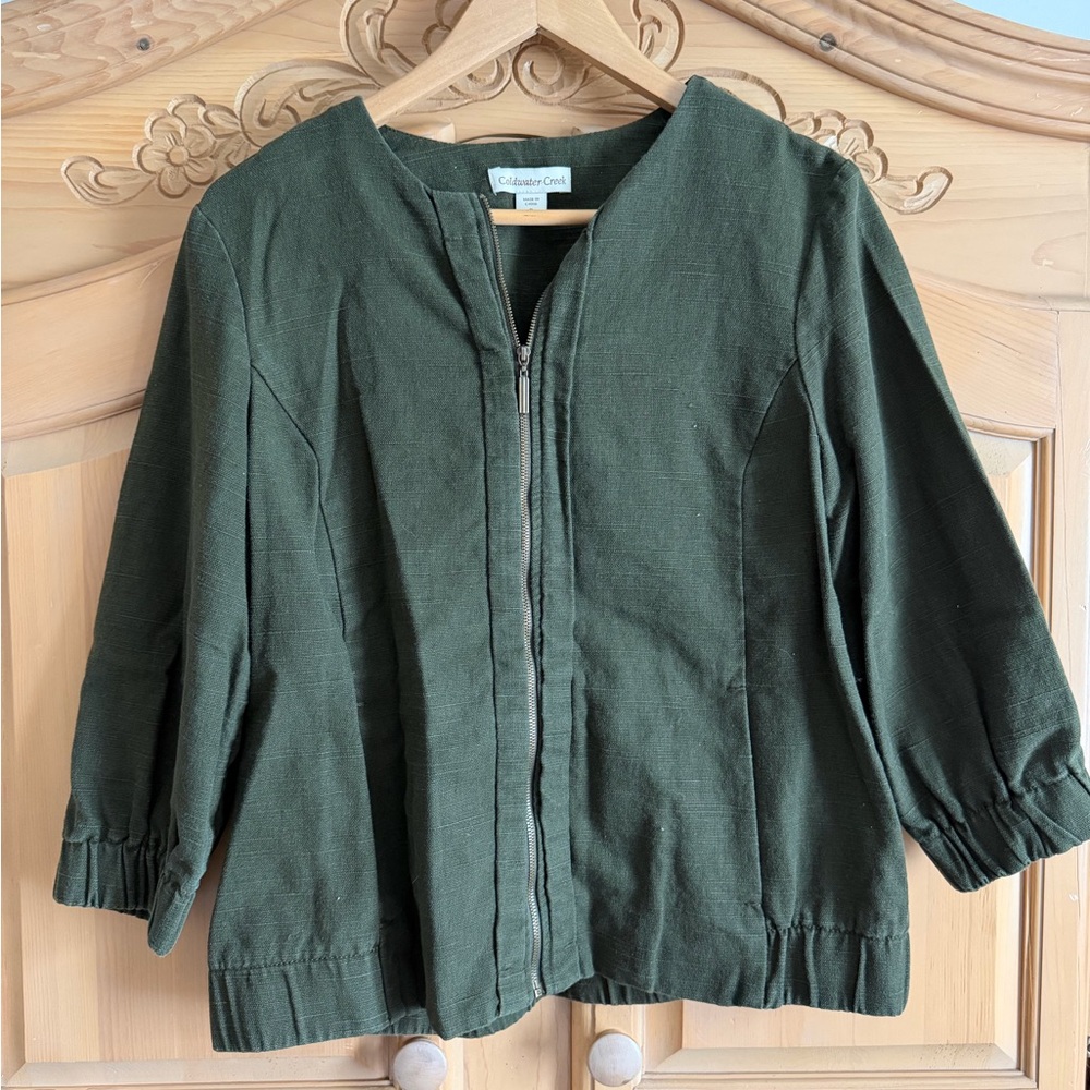 Coldwater Creek Olive Green Zip Jacket